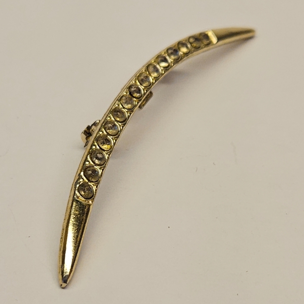 Thin Goldtone Crescent Brooch